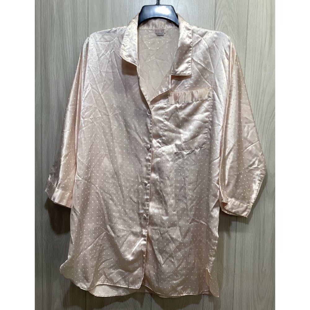 LINDSEY BLAKE Women's (Size L) Long‎ Sleeve Button Down Collared Pajama Shirt
